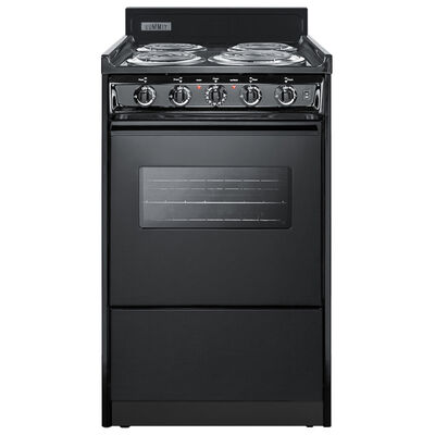 Summit 20 in. 2.4 cu. ft. Oven Freestanding Electric Range with 4 Coil Burners - Black | TEM110CW