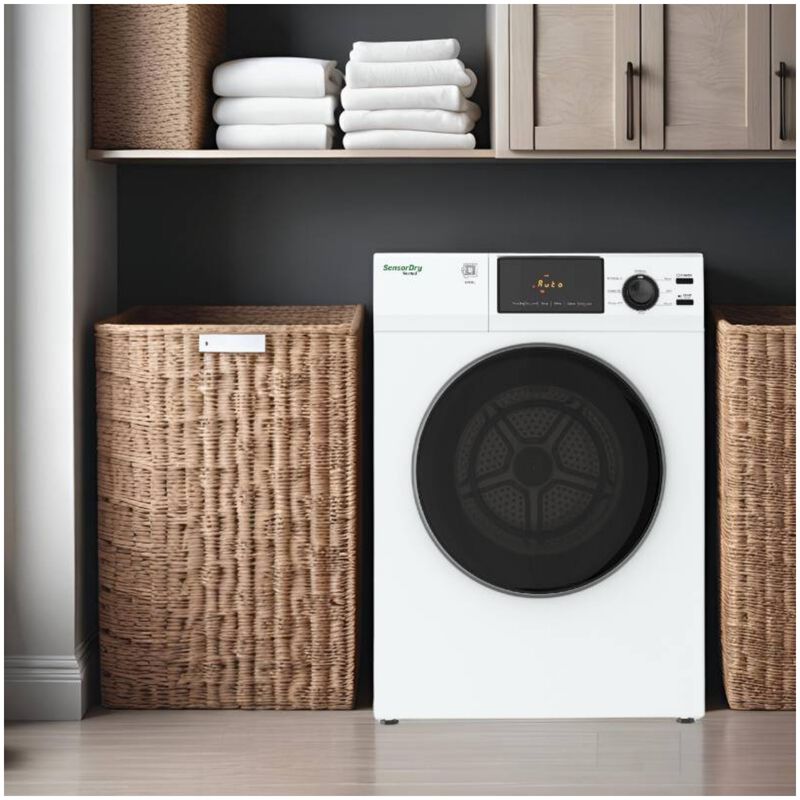 Equator Deluxe 24 in. 4.0 cu. ft. Stackable Electric Dryer with Sensor Dry, Sanitize & Steam Cycle - White, , hires