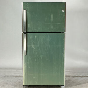 GE 33 in. 21.9 cu. ft. Garage Ready Top Freezer Refrigerator - Fingerprint Resistant Stainless (Open Box Good Condition), , hires