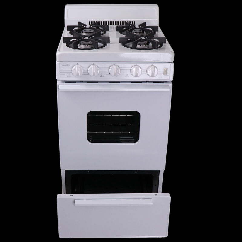 Premier 20 in. 2.4 cu. ft. Gas Range with 4 Sealed Burners - White, , hires