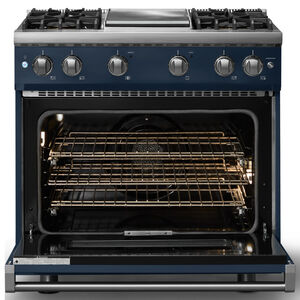 Viking 5 Series 36 in. 5.1 cu. ft. Standard Convection Gas Range with 4 Sealed Burners & Griddle - Slate Blue, , hires