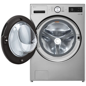 LG 27 in. 5.0 cu. ft. Smart Stackable Front Load Washer with TurboWash 360, AI DD Built-In Intelligence, Sanitize & Steam Cycle - Graphite Steel, , hires