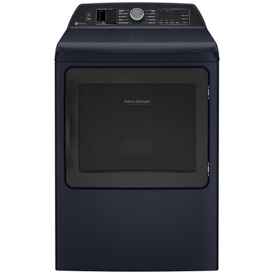 GE Profile 27 in. 7.3 cu. ft. Smart Electric Dryer with Fabric Refresh, Sensor Dry, Sanitize & Steam Cycle - Sapphire Blue | PTD90EBPTRS