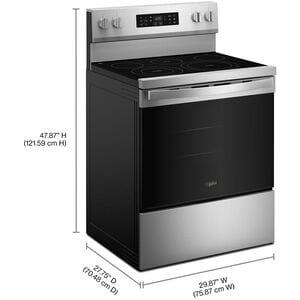 Whirlpool 30 in. 5.3 cu. ft. Air-Fry Standard Convection Electric Range with Radiant Burners - Fingerprint Resistant Stainless Steel, , hires