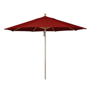 SimplyShade Ibiza 11' Octagon Wood/Aluminum Market Solefin Fabric Umbrella - Really Red, Red, hires