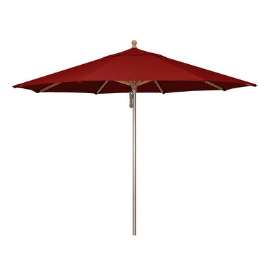 SimplyShade Ibiza 11' Octagon Wood/Aluminum Market Solefin Fabric Umbrella - Really Red | SSUWA811SS12