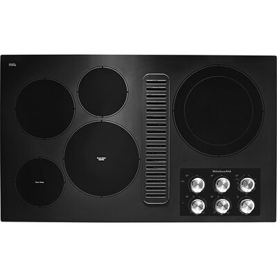 KitchenAid 36 in. Electric Downdraft Cooktop with 5-Burners - Black | KCED606GBL