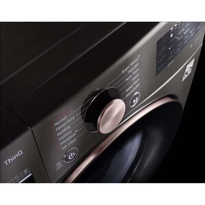 LG 27 in. 4.5 cu. ft. Smart Stackable Front Load Washer with Sanitize & Steam Wash Cycle - Black Steel, Black Steel, hires