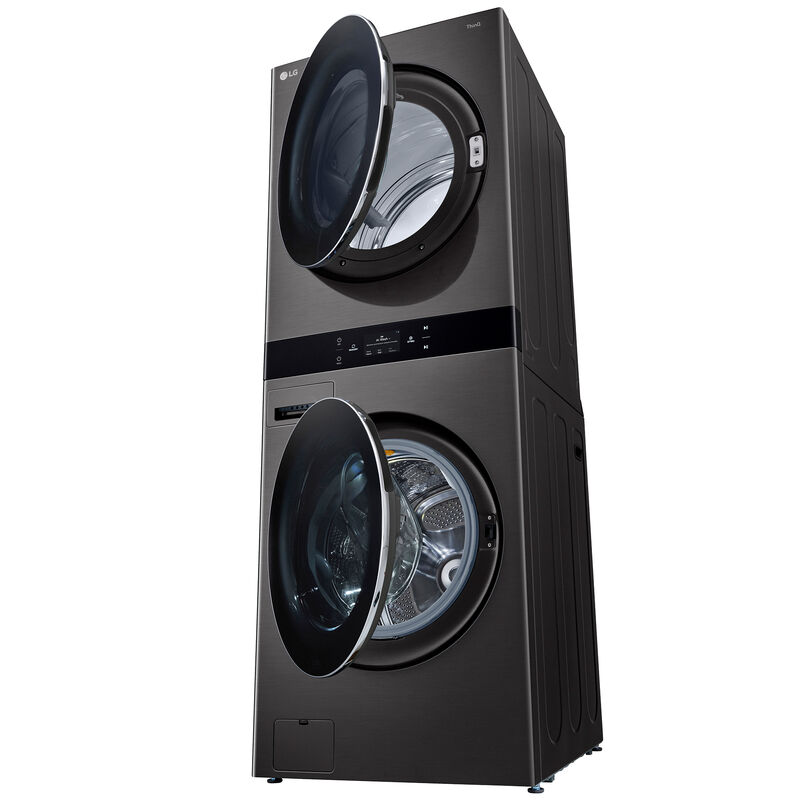LG 27 in. 5.0 cu. ft. Smart Electric Front Load WashTower with AI Sensor Dry, TurboSteam, Allergiene Cycle, ezDispense, AI DD 2.0 Advanced Washing, Sensor Dry, Sanitize & Steam Cycle - Black Steel, , hires