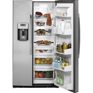 GE Profile 36 in. 25.3 cu. ft. Side-by-Side Refrigerator with External Ice & Water Dispenser - Stainless Steel, , hires