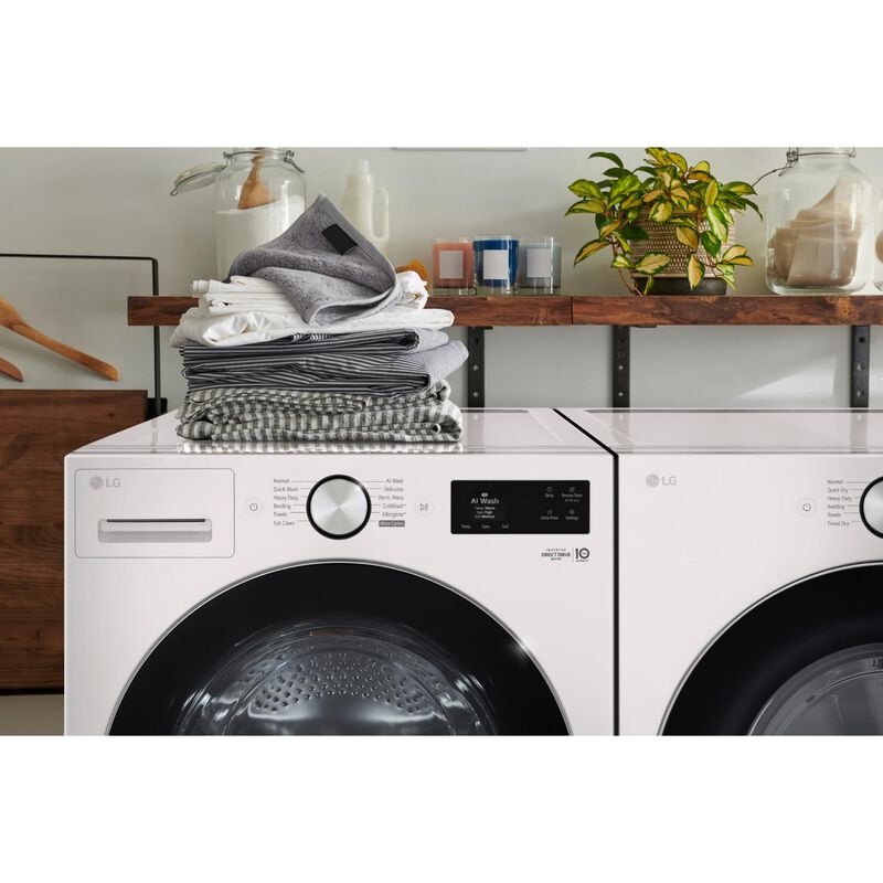 LG 27 in. 7.4 cu. ft. Smart Stackable Electric Dryer with AI Sensor Dry, TurboSteam, Sanitize & Steam Cycle - Alpine White, , hires