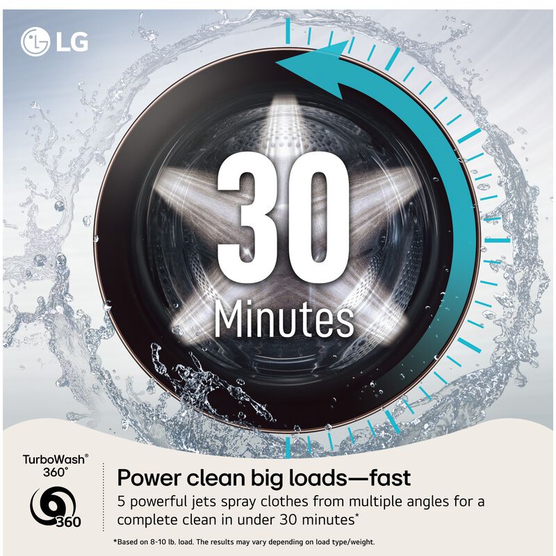 LG 27 in. 5.0 cu. ft. Smart Stackable Front Load Washer with TurboWash 360, AI DD Built-In Intelligence, Sanitize & Steam Cycle - Alpine White, , hires