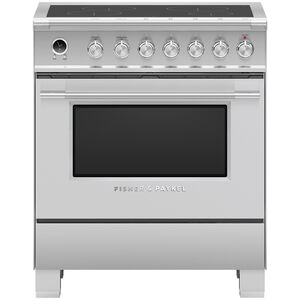 Fisher & Paykel Series 9 Classic 30 in. 3.6 cu. ft. Smart Convection Oven Freestanding Electric Range with 4 Induction Zones - Stainless Steel, , hires