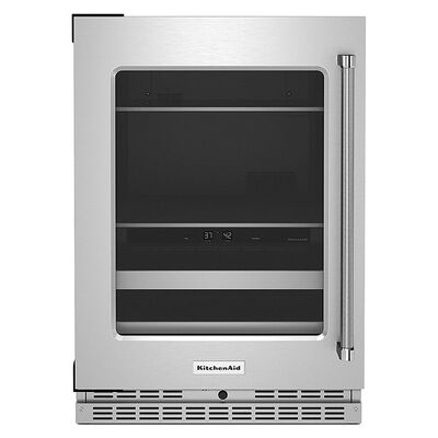 KitchenAid 24 in. 4.8 cu. ft. Built-In Beverage Center with Pull-Out Shelves & Digital Control - Stainless Steel | KUBL314KSS