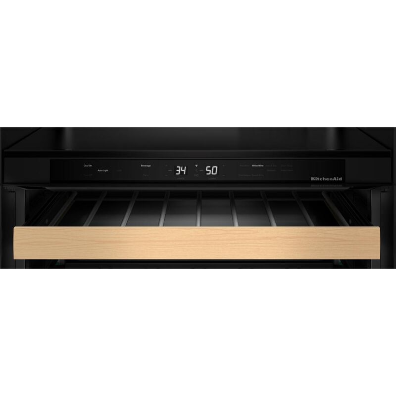 KitchenAid 24 in. Undercounter Right Hinged Wine Cooler with Wood Racks, Dual Temperature Zone(s) & 46-Bottle Capacity - Black Ore, , hires