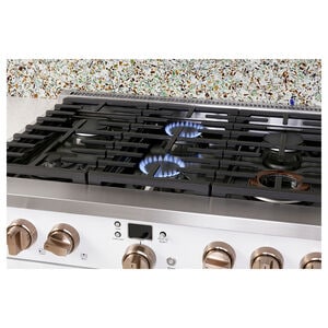 Cafe 36 in. 5.7 cu. ft. Smart Air Fry True European Convection Dual Fuel Range with 6 Sealed Burners - Matte White, Matte White, hires