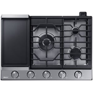 Dacor Transitional 30 in. 5-Burner Smart Natural Gas Cooktop with Griddle, Simmer Burner & Power Burner - Silver Stainless, , hires