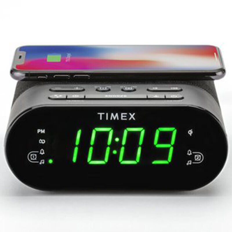 Timex Wireless Charging Alarm Clock Radio with USB Charging Port, Dual Digital Alarms, 10 FM Presets, Dimmable with Sleep Timer and Battery Backup(ModelTW500), , hires