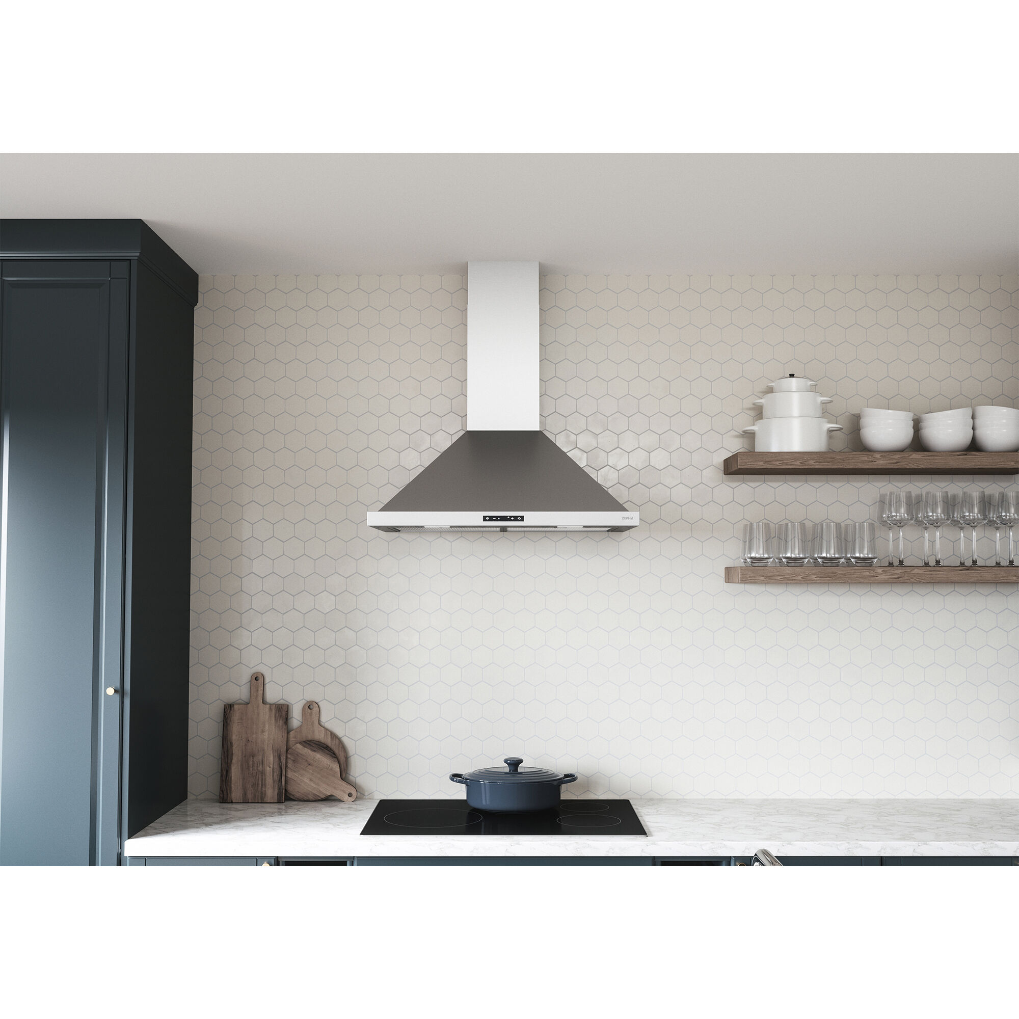 Zephyr 30 in. Convertible Chimney Style Range Hood with 600 CFM, 4