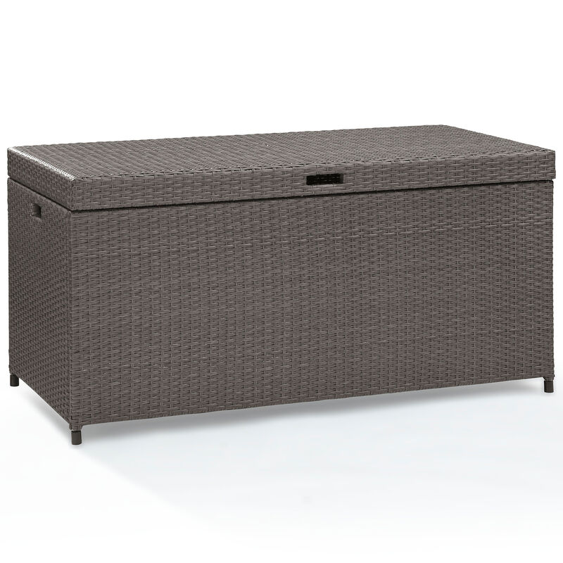 Crosley Palm Harbor Wicker Outdoor Storage Box -Weathered Gray, Weathered Gray, hires