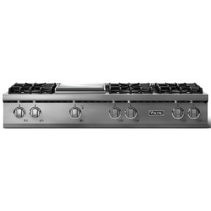 Viking 5 Series 48 in. 6-Burner LP Gas Rangetop with Griddle, Simmer Burner & Power Burner - Stainless Steel, , hires