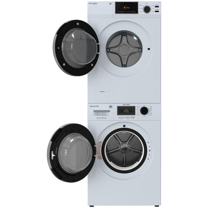 Equator Value 24 in. 2.47 cu. ft. Electric Front Load Laundry Center with Sensor Dry, Pet & Sanitize Cycle - White, , hires