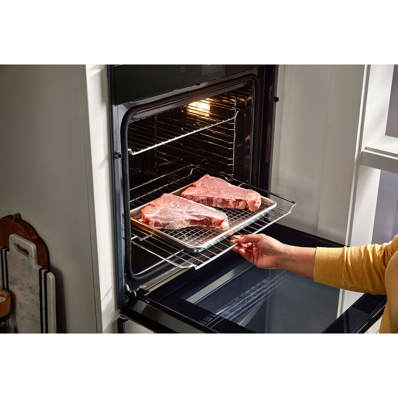 Whirlpool 24 in. 5.8 cu. ft. Smart Front Control Electric Double Wall Oven with True European Convection - Black, Black, hires