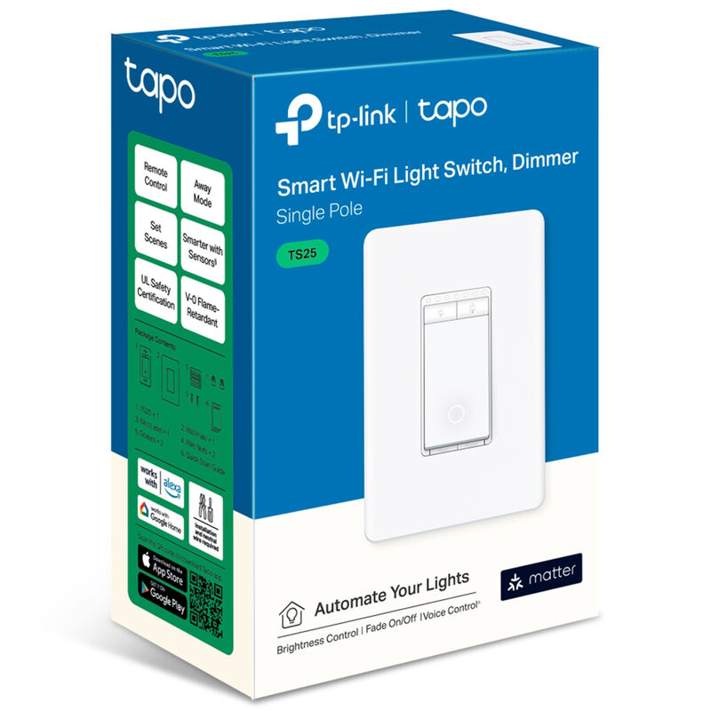 TP-Link - Tapo Smart Wi-Fi Light Dimmer Switch with Matter - White, , hires