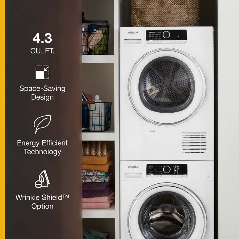 Whirlpool 24 in. 4.3 cu. ft. Ventless Electric Dryer for Small Spaces - White, , hires