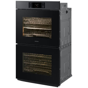 Samsung Bespoke 30 in. 10.2 cu. ft. Smart Top Control SteamElectric Double Wall Oven with Dual Convection - Matte Black, , hires