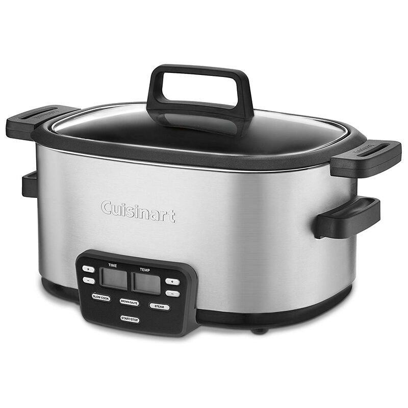 Slow Cooker, 10 in 1 Programmable Cooker, 6Qt Stainless Steel, Rice Cooker,  Yogurt Maker, Delay Start, Steaming Rack and Glass Lid, Adjustable