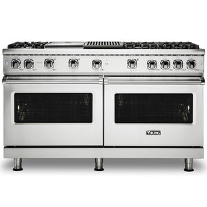 Viking 5 Series 60 in. 8.0 cu. ft. Convection Double Oven Freestanding Gas Range with 6 Sealed Burners, Grill & Griddle - Stainless Steel, , hires