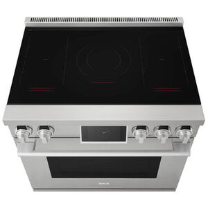 SKS 36 in. 6.3 cu. ft. Smart Air-Fry Standard Convection Steam Electric Range with 5 Induction Burners - Stainless Steel, , hires