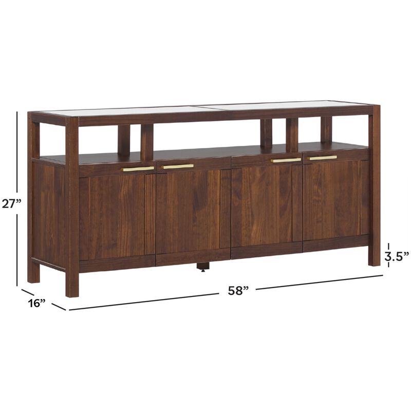 Walker Edison Isla Modern TV Stand with Glass Top - Walnut, , hires