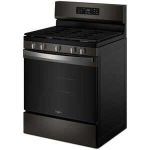 Whirlpool 30 in. 5.0 cu. ft. Air-Fry Standard Convection Gas Range with 5 Sealed Burners - Black Stainless, , hires