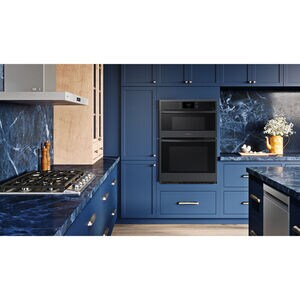 Samsung 30 in. 7 cu. ft. Smart Speed/ Steam Electric Microwave/Wall Oven Combo with Dual Convection & Sensor Cooking - Matte Black, , hires