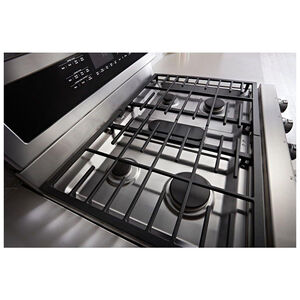 KitchenAid 30 in. 6 cu. ft. True European Convection Double Oven Gas Range with 5 Sealed Burners & Griddle - White, White, hires