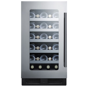 Summit Classic Collection 18 in. Undercounter Wine Cooler with Wood Racks, Single Temperature Zone & 29 Bottle Capacity - Stainless Steel, , hires