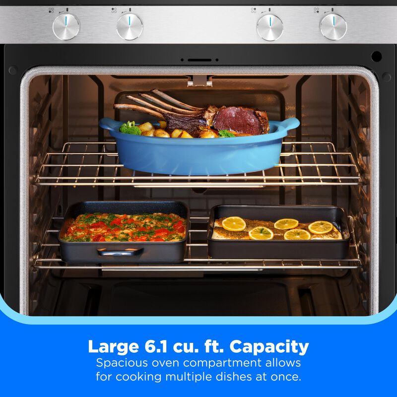 Midea 30 in. 6.1 cu. ft. Gas Range with 4 Sealed Burners - Stainless Steel, Stainless Steel, hires