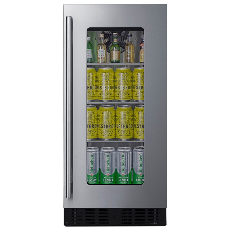 Summit 15 in. Built-In/Freestanding 1.8 cu. ft. Compact Beverage Center with Adjustable Shelves & Digital Control - Stainless Steel, , hires