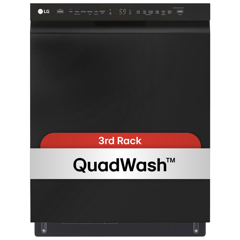 LG 24 in. Front Control Dishwasher with 48 dBa Sound Level, 3rd-Rack, Dynamic Dry & Pocket - Black, Black, hires