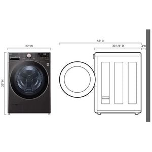LG 27 in. 4.5 cu. ft. Smart Stackable Front Load Washer with Sanitize & Steam Wash Cycle - Black Steel, Black Steel, hires
