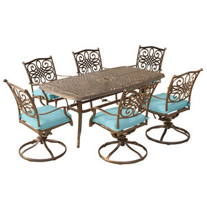 Hanover Traditions 7-Piece Dining Set with Swivel Rockers-Blue, , hires