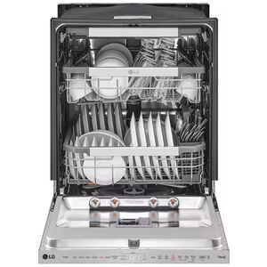 LG 24 in. Top Control Smart Dishwasher with 42 dBa Sound Level, 3rd-Rack, Dynamic Heat Dry & Pocket - PrintProof Stainless Steel, PrintProof Stainless Steel, hires