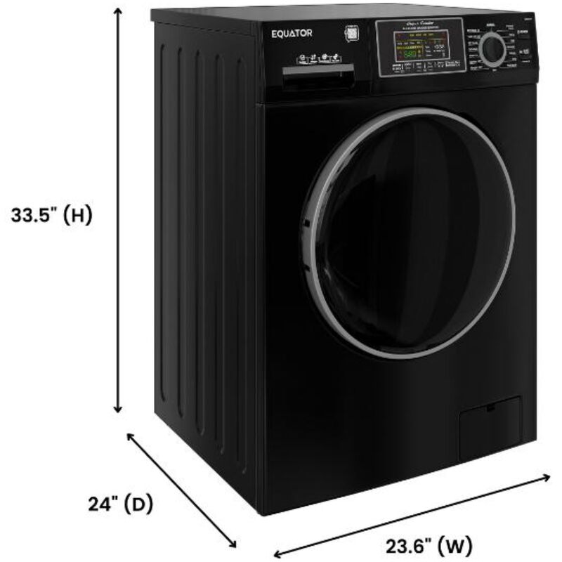 Equator Max 24 in. 2.47 cu. ft. Electric Front Load Convertible (Vented/Ventless) All-in-One Combo with Pet Cycle, Sanitize Cycle & Sensor Dry - Black, , hires