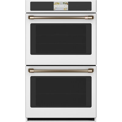 Cafe Professional Series 30" 10.0 Cu. Ft. Electric Smart Double Wall Oven with True European Convection & Self Clean - Matte White | CTD90DP4NW2