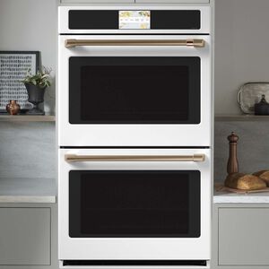 Cafe Professional Series 30 in. 10 cu. ft. Smart Top Control Electric Double Wall Oven with True European Convection - Matte White, Matte White, hires