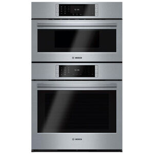 Bosch Benchmark Series 30" 6.2 Cu. Ft. Electric Oven/Microwave Combo Wall Oven with True European Convection & Self Clean - Stainless Steel, , hires