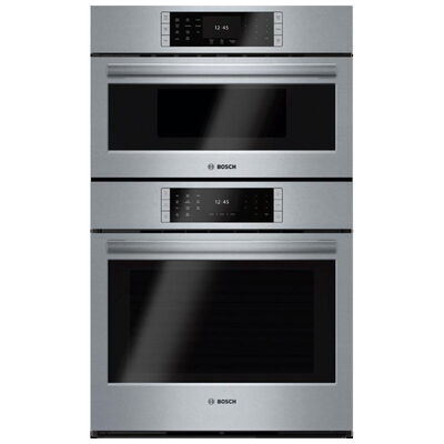 Bosch Benchmark Series 30" 6.2 Cu. Ft. Electric Oven/Microwave Combo Wall Oven with True European Convection & Self Clean - Stainless Steel | HBLP752UC