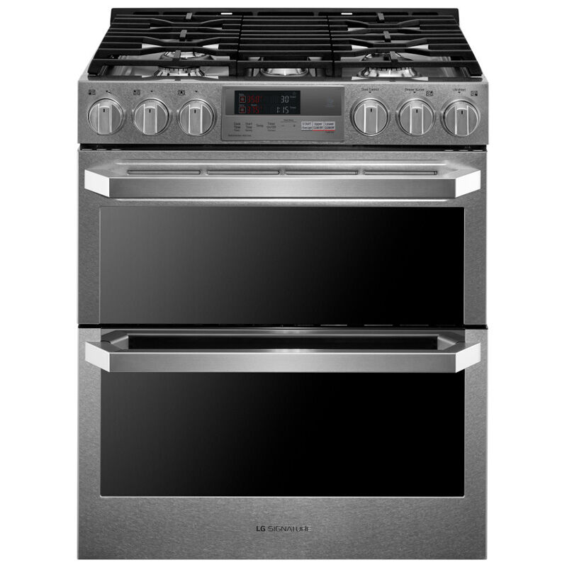 LG Signature Signature Series 30 in. 7.3 cu. ft. Smart True European Convection Double Oven Slide-In Dual Fuel Range with 4 Sealed Burners & Griddle - Stainless Steel, , hires
